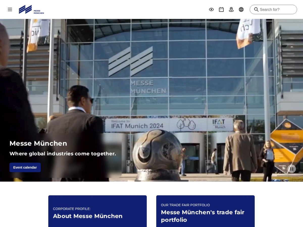 Landing page of messe-muenchen.de