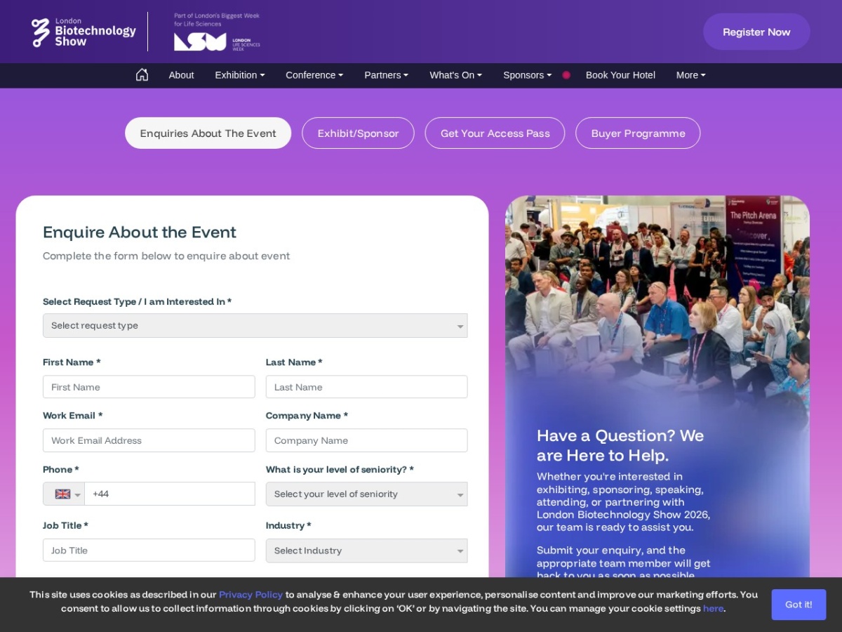 Landing page of londonbiotechshow.com
