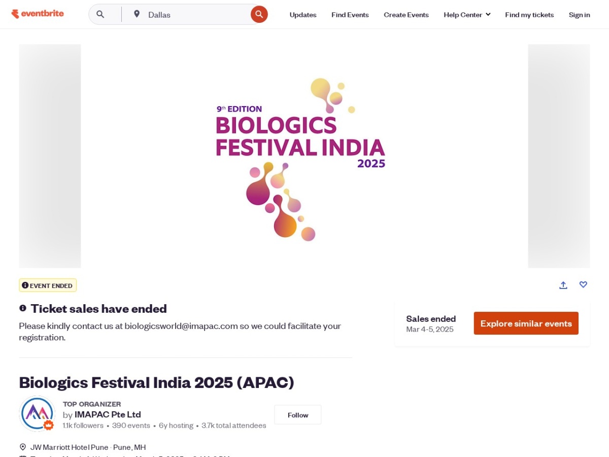 Landing page of eventbrite.sg
