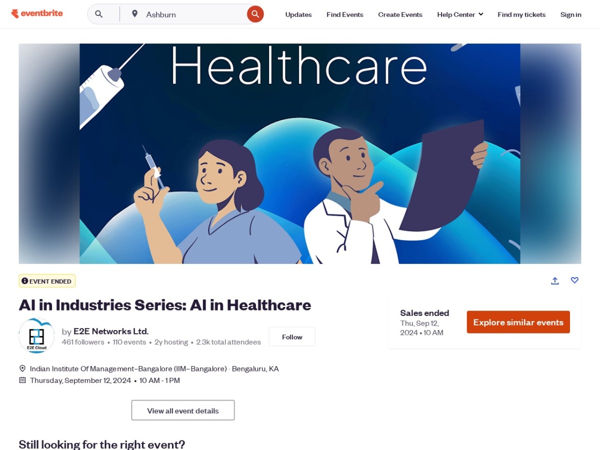 Landing page of eventbrite.com