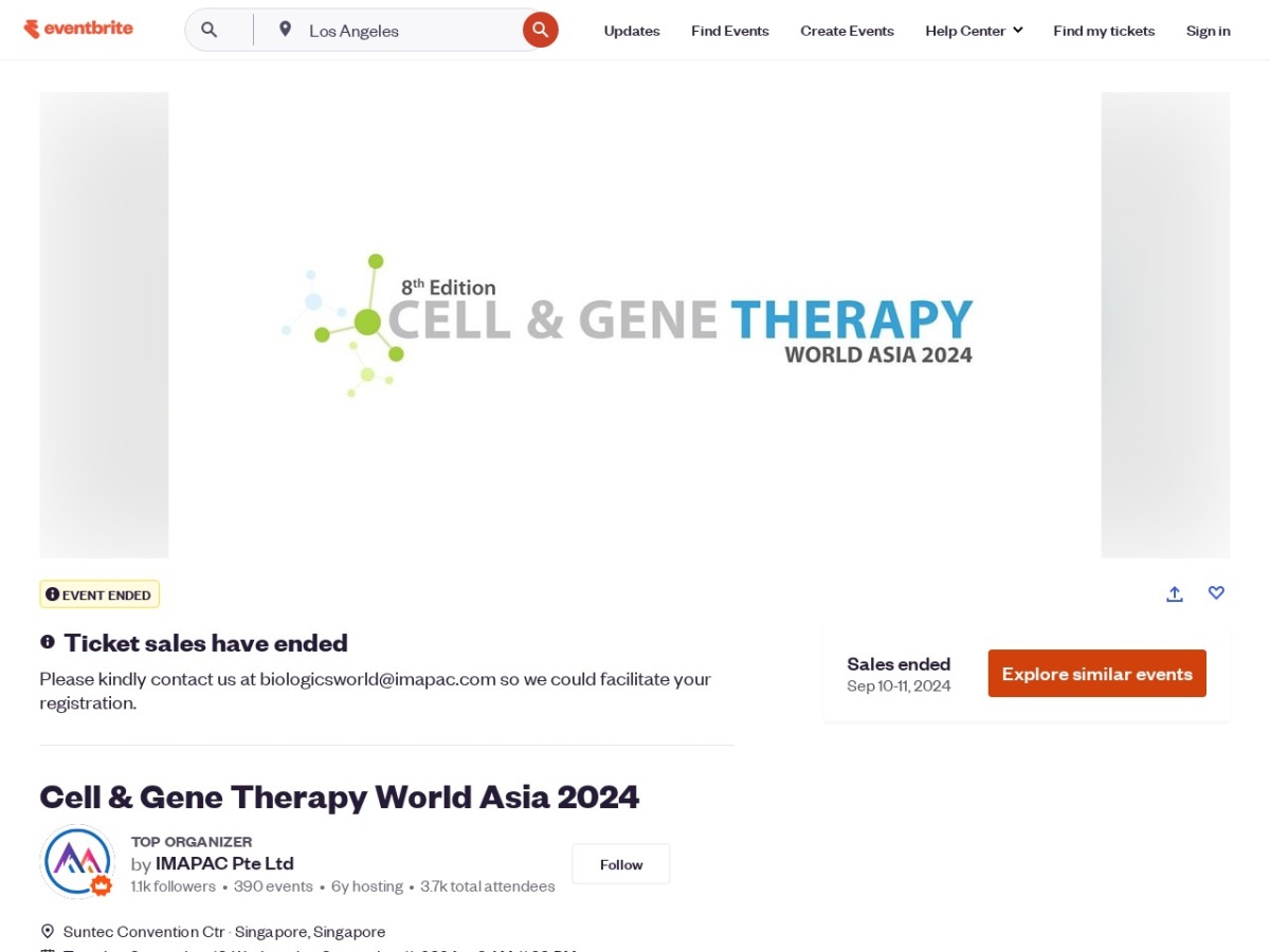 Landing page of eventbrite.sg