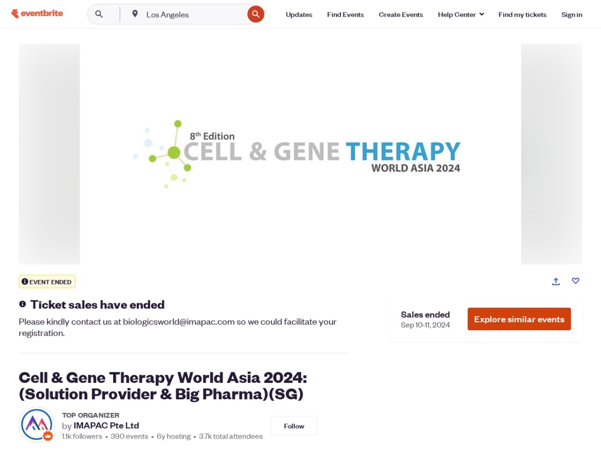 Landing page of eventbrite.sg