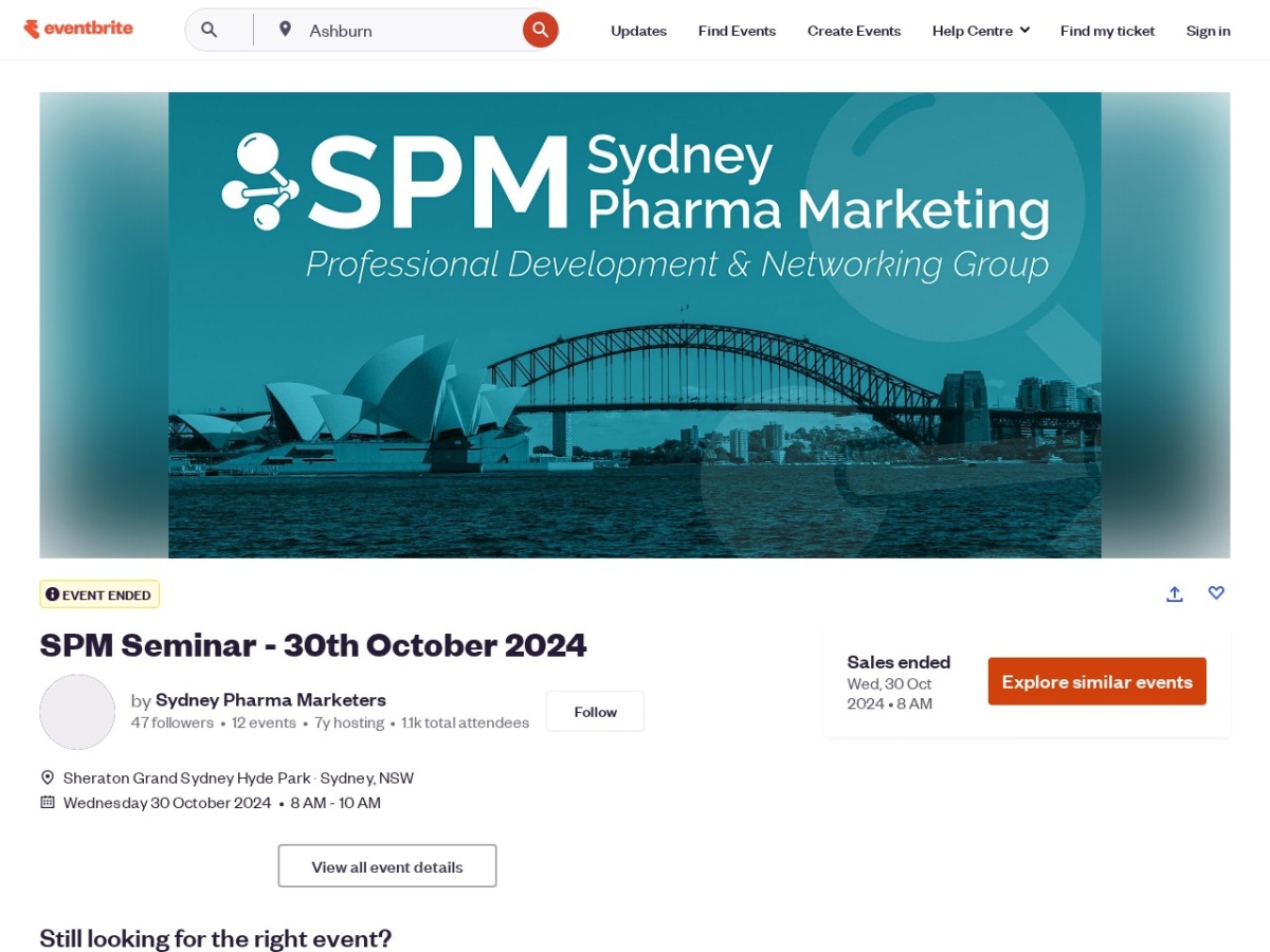 Landing page of eventbrite.sg