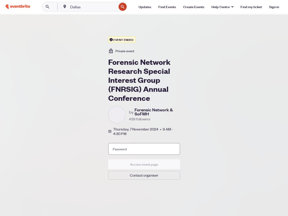 Landing page of eventbrite.com