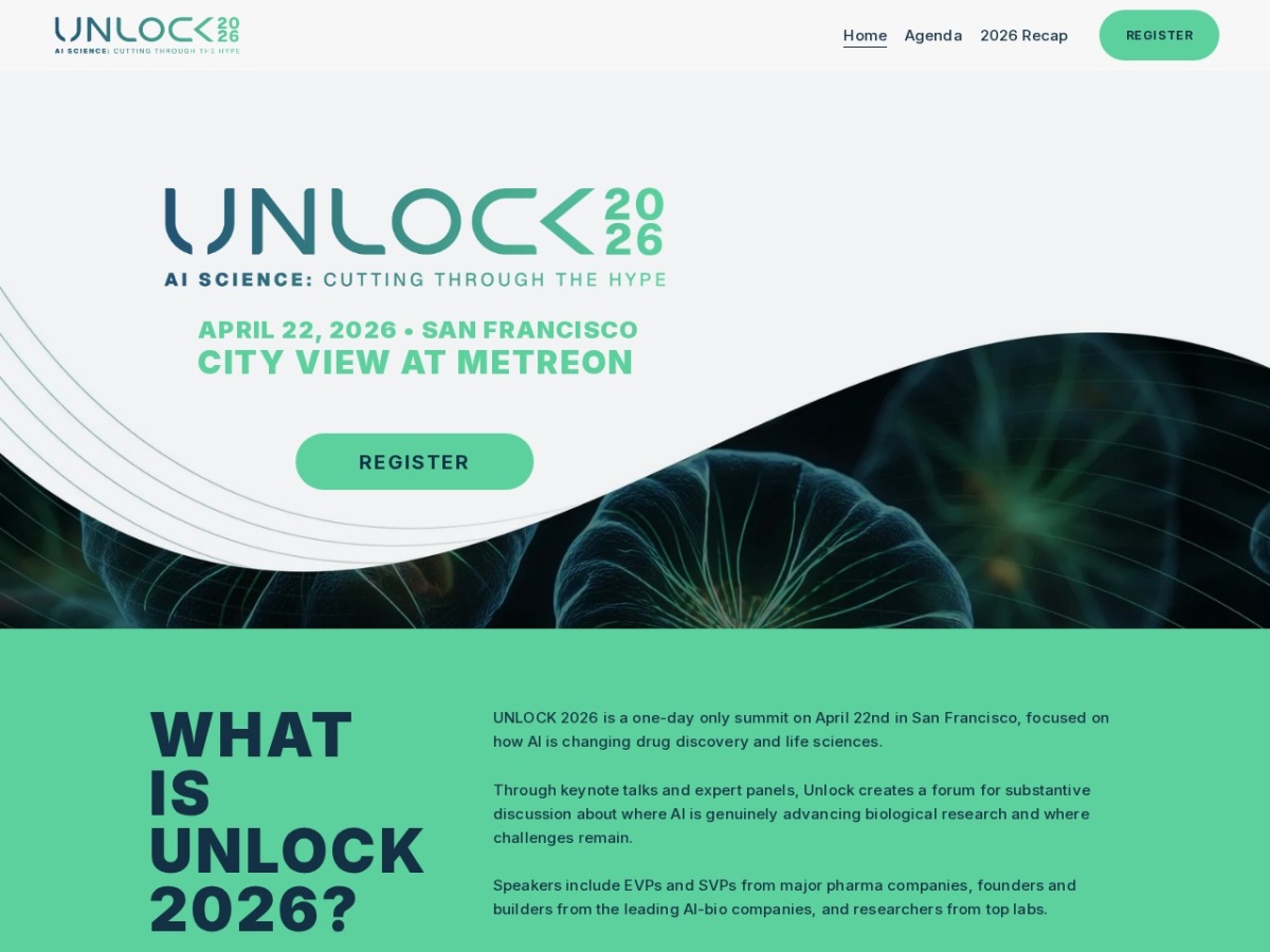 Landing page of unlockscience.ai