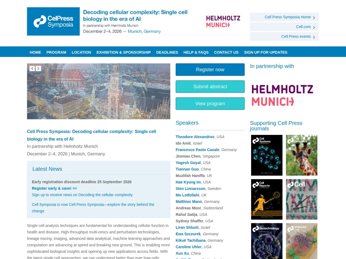 Landing page of cell-press-symposia.com