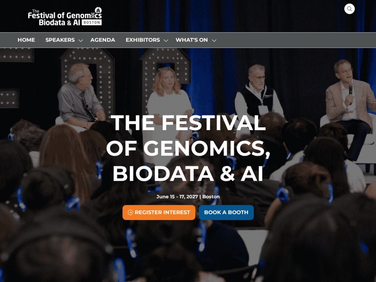 Landing page of festivalofgenomics.com