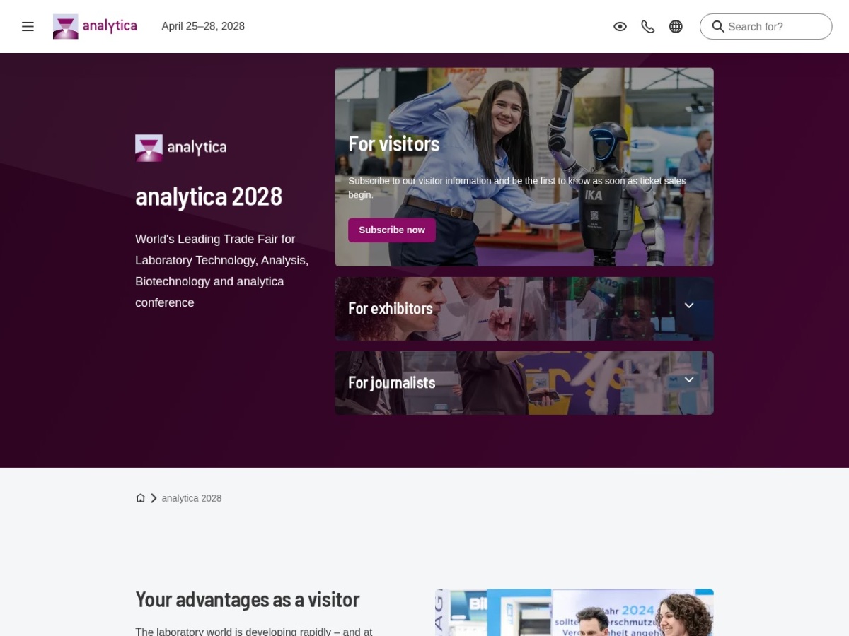 Landing page of analytica.de