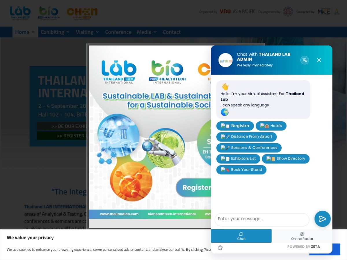 Landing page of thailandlab.com