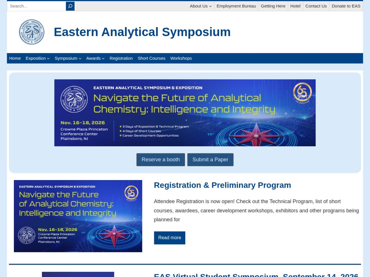 Landing page of eas.org