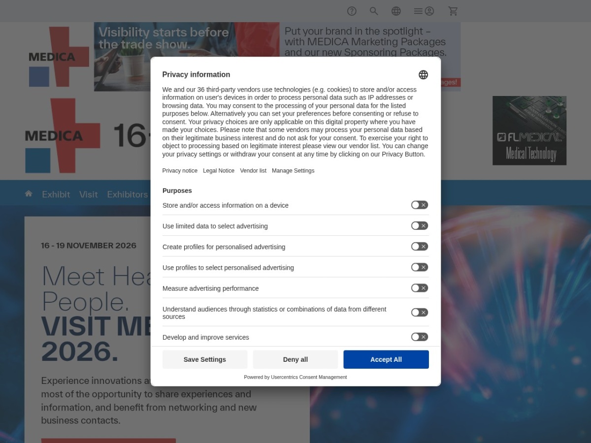 Landing page of medica-tradefair.com