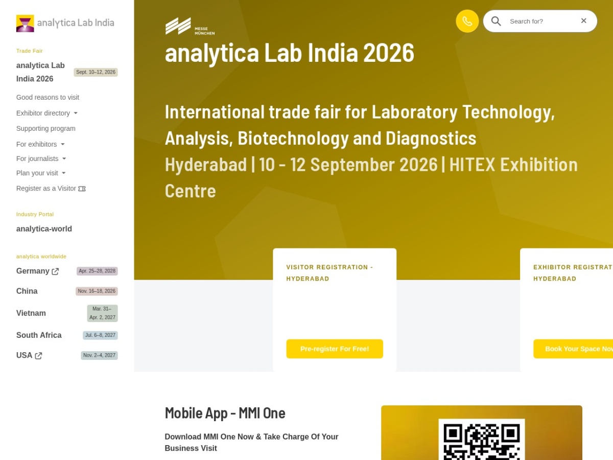 Landing page of indialabexpo.com