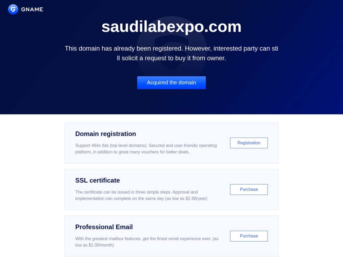 Landing page of saudilabexpo.com