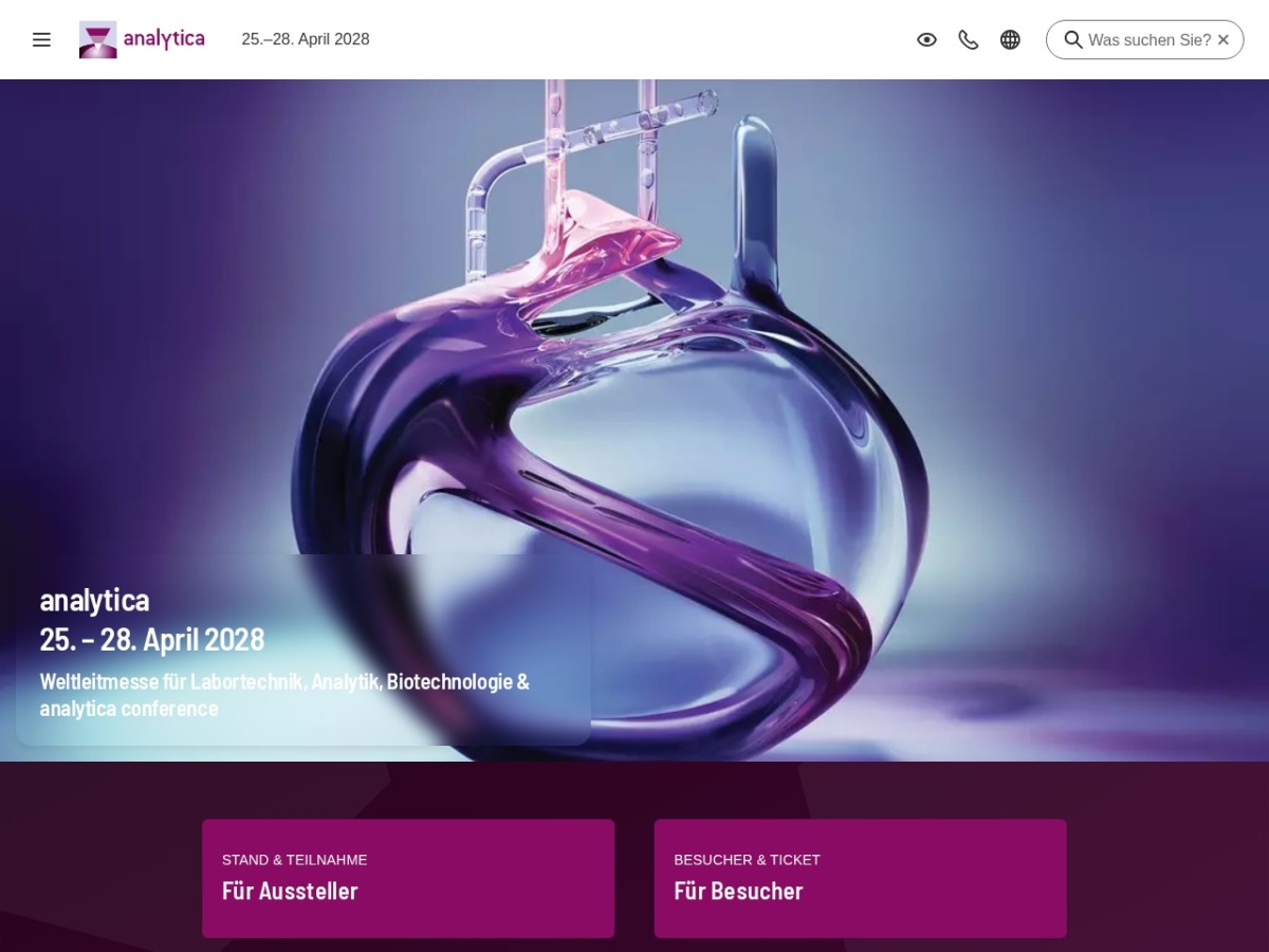 Landing page of analytica.de